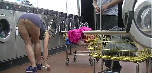  Helena Price Public Laundry Upskirt Flashing Tease! Exhibitionist MILF Vs College Voyeur at the laundry! (Part1)